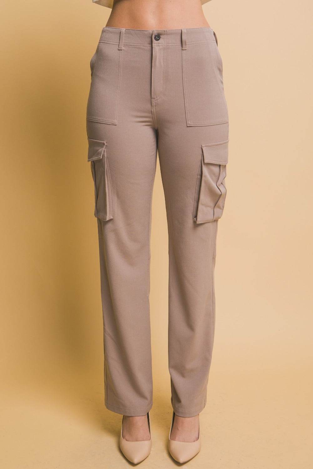 Love Tree High Rise Cargo Pants with Pockets - Delanoir