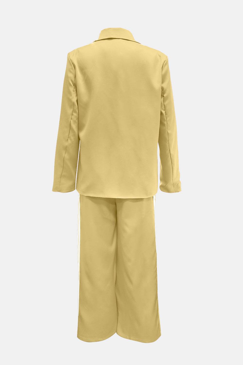 Side Striped Long Sleeve Blazer and Pants Set - Delanoir