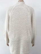 Mock Neck Dropped Shoulder Sweater Dress - Delanoir