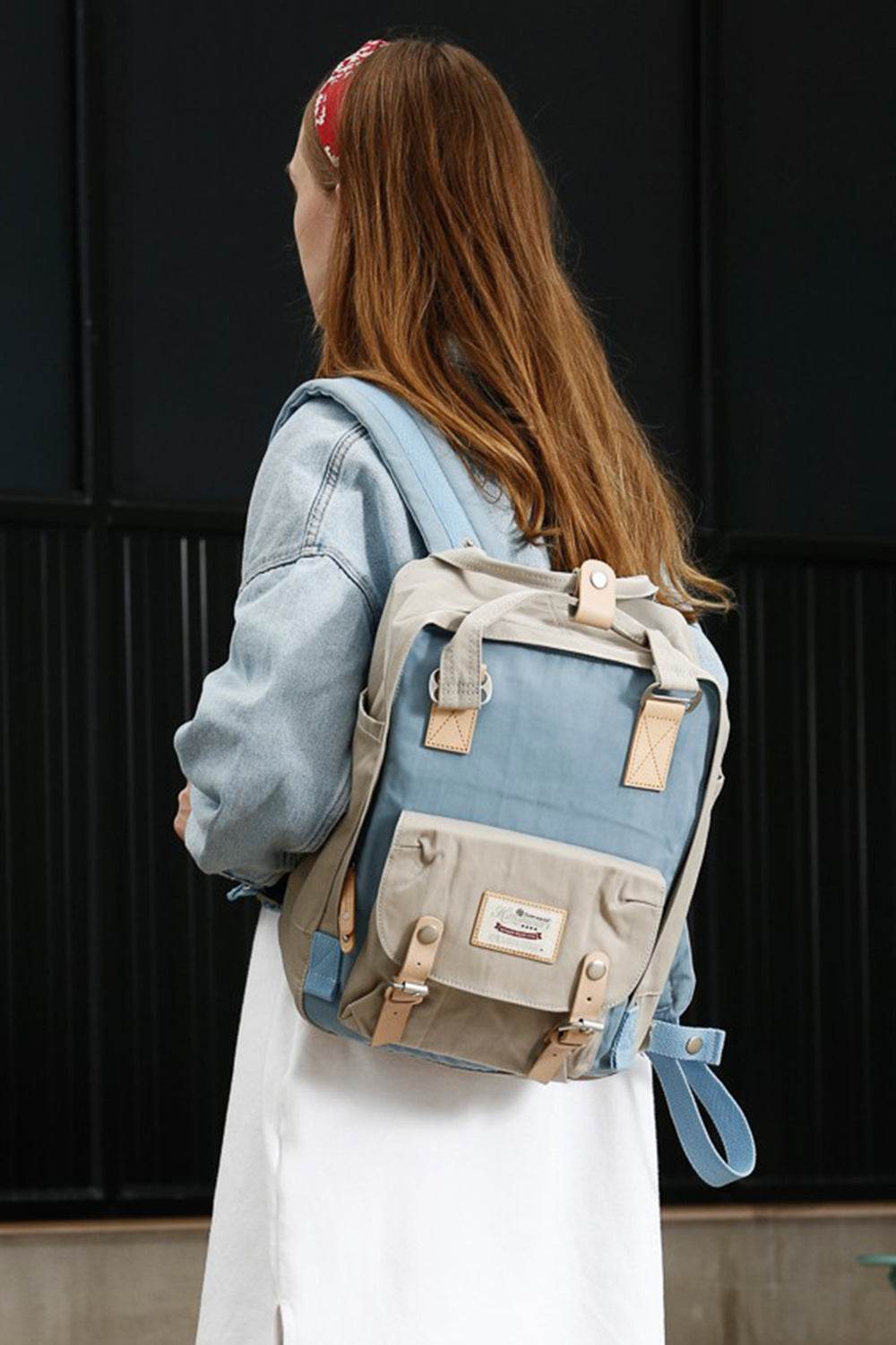 Himawari Contrast Waterproof Nylon Backpack Bag - Delanoir