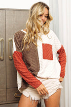 BiBi Color Block Brushed Checker Top - Delanoir