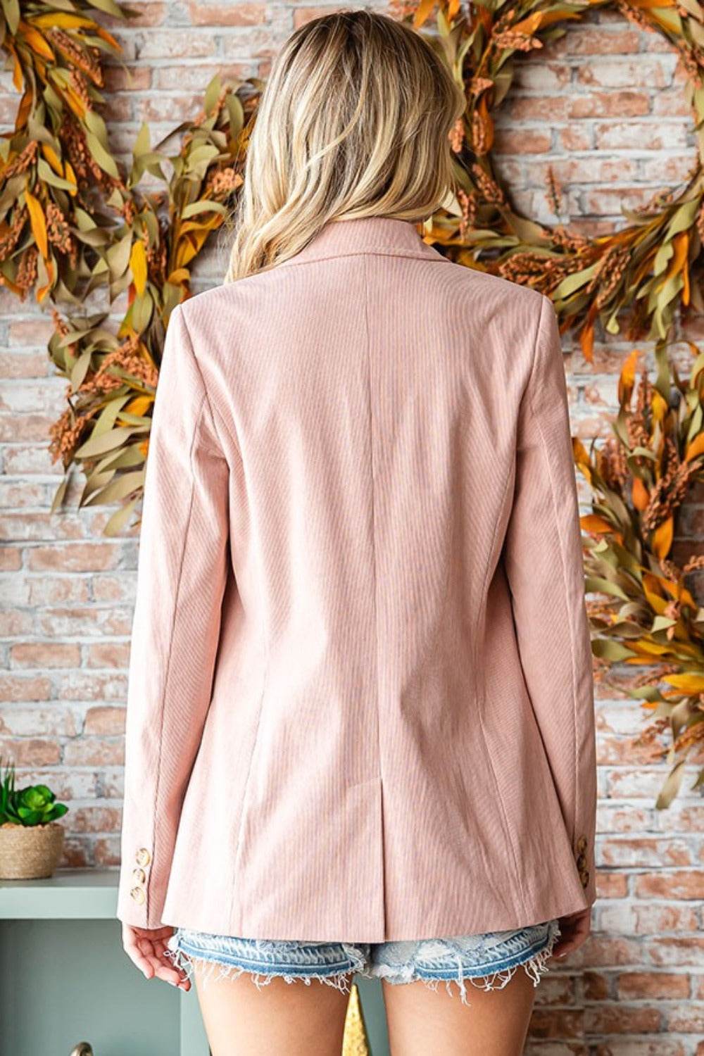 First Love Full Size Single-Breasted Flap Pocket Corduroy Blazer - Delanoir