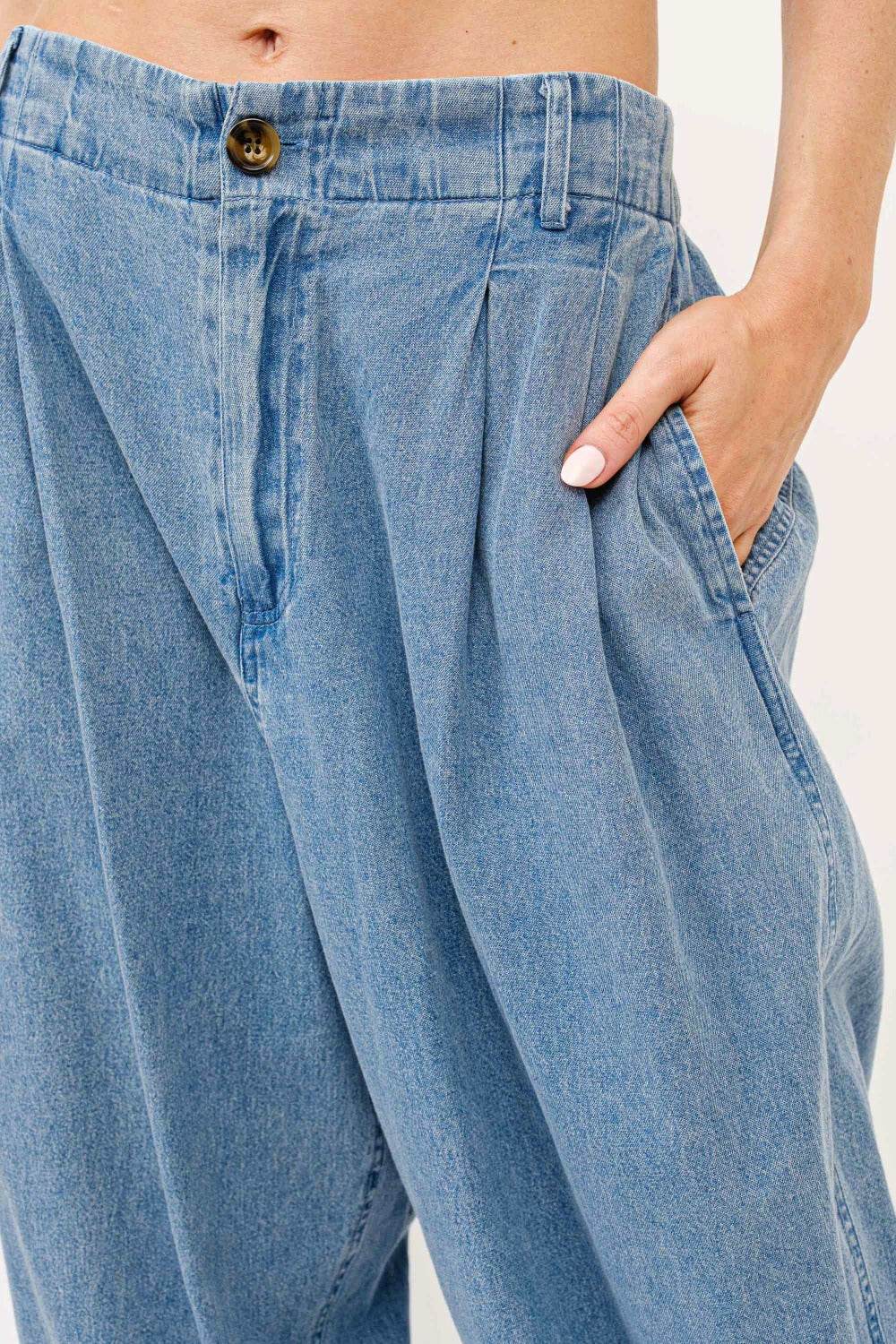 And The Why Elastic Back Pleated Baggy Jeans - Delanoir