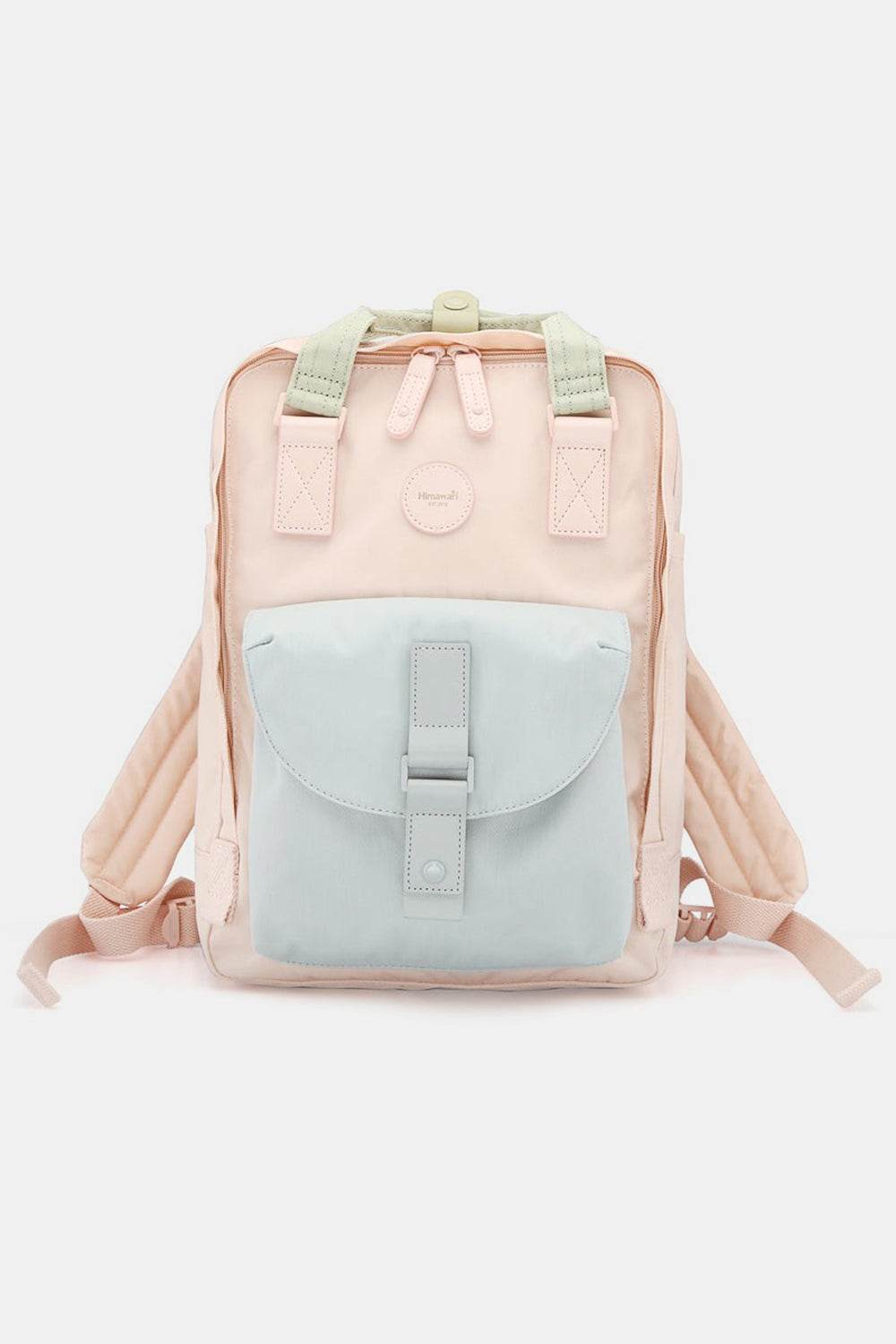 Himawari Contrast Waterproof Canvas Backpack Bag with Round Label - Delanoir