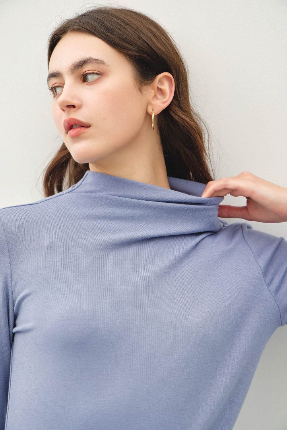 Be Cool Mock Neck Long Sleeve T-Shirt - Delanoir