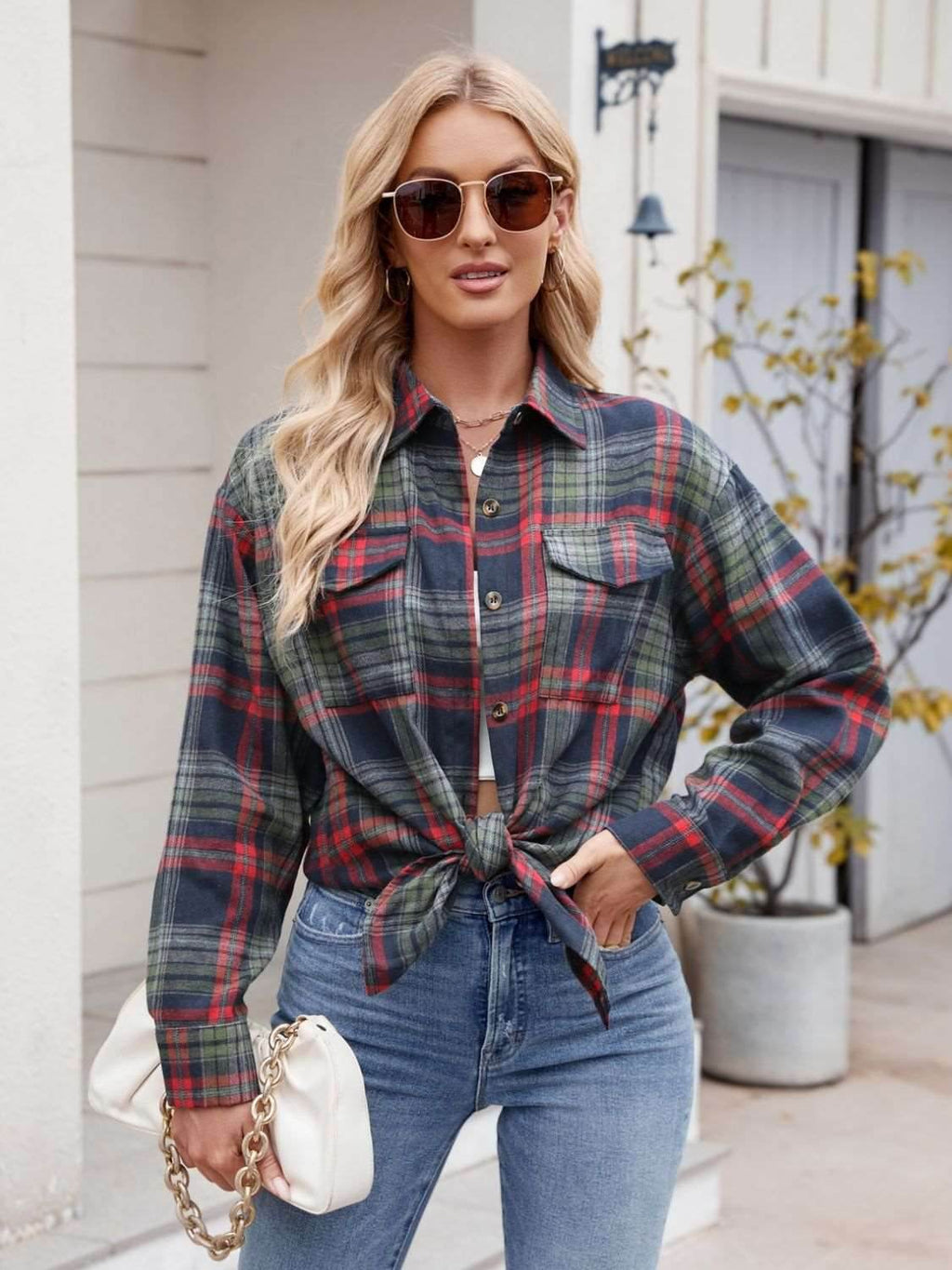 Mandy Plaid Button Up Long Sleeve Shirt - Delanoir