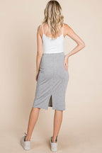 BOMBOM Elastic Waist Pencil Skirt - Delanoir