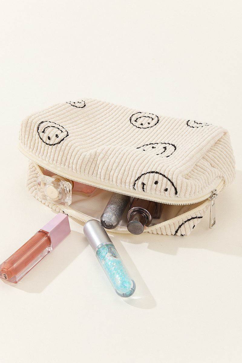 Zenana Smiley Face Corduroy Cosmetic Pouch - Delanoir
