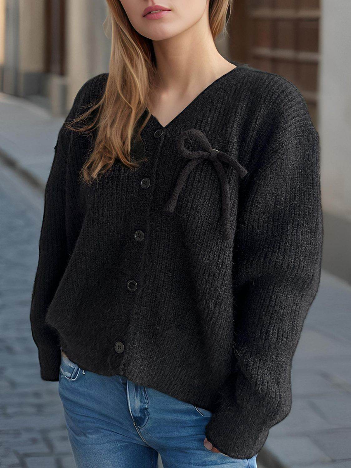 Button Down Long Sleeve Cardigan - Delanoir