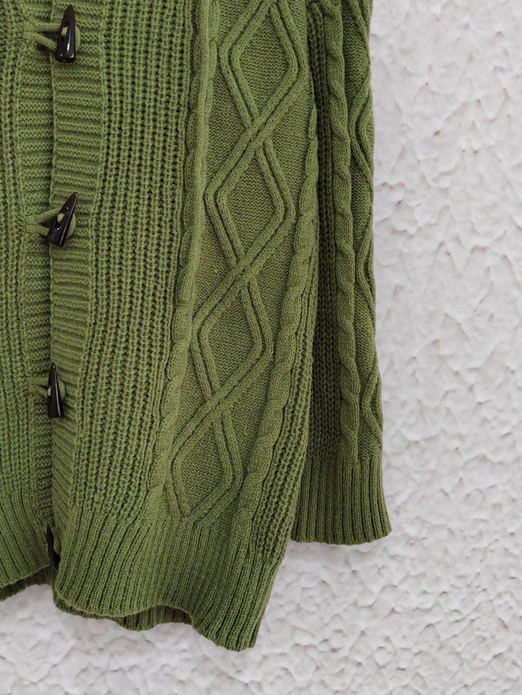 Cable-Knit Long Sleeve Hooded Cardigan - Delanoir