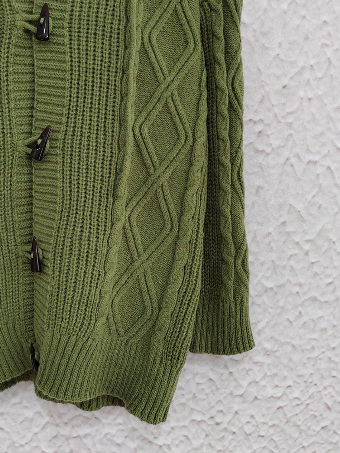 Cable-Knit Long Sleeve Hooded Cardigan - Delanoir
