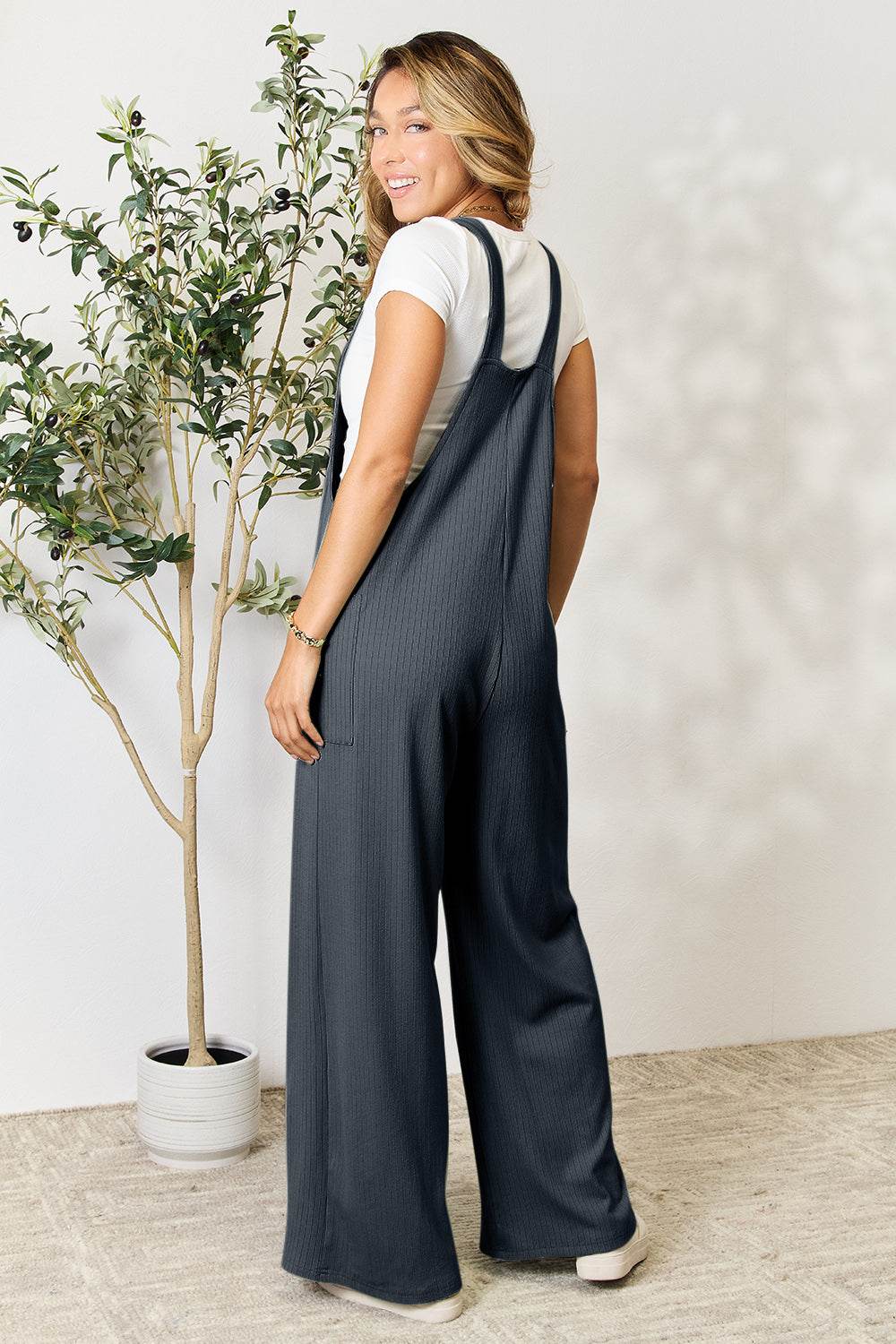 Double Take Full Size Wide Strap Overall with Pockets - Delanoir