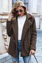 Ivy Lane Full Size Lapel Collar Sherpa Coat - Delanoir