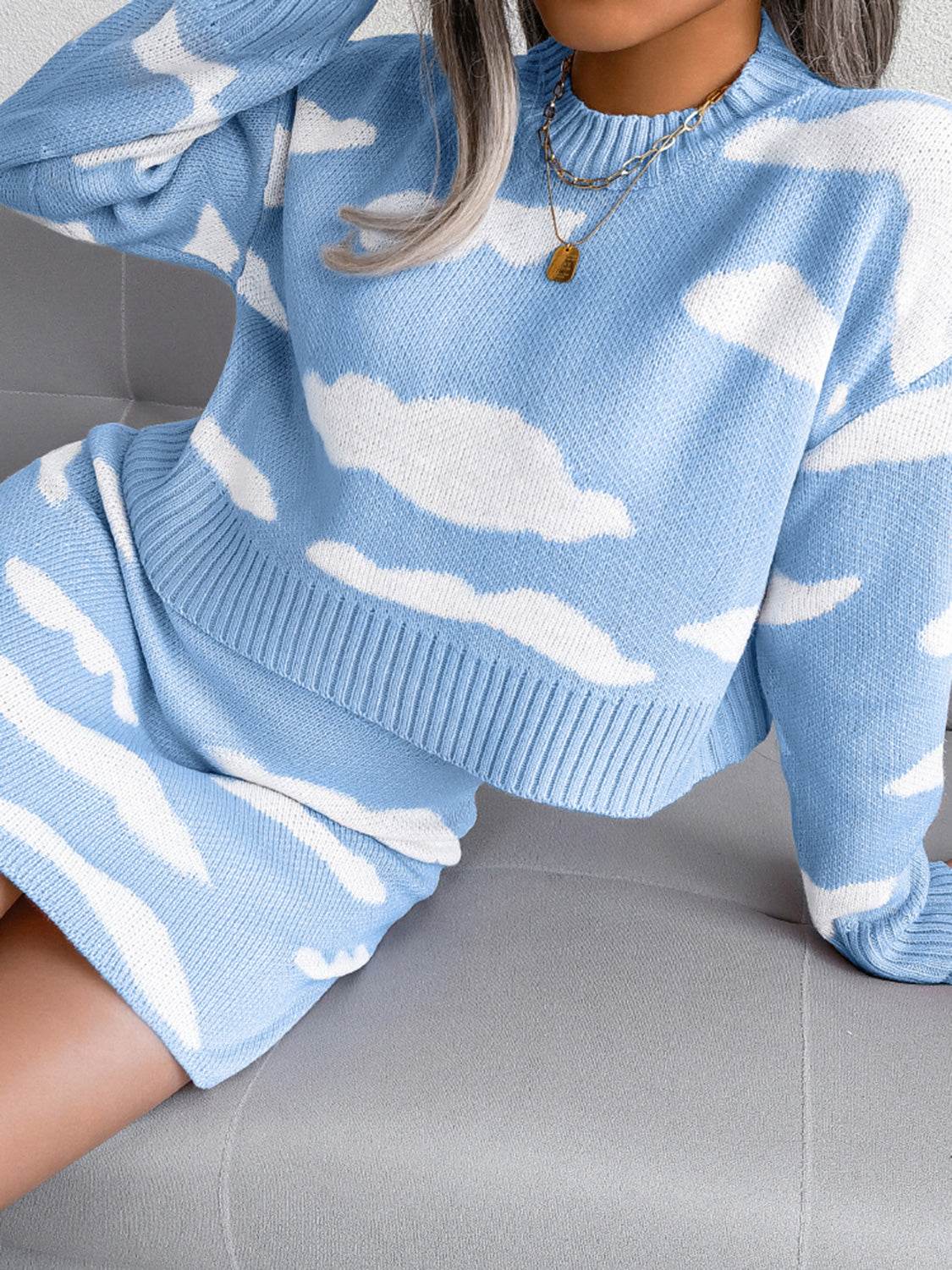 Cloud Sweater and Knit Skirt Set - Delanoir