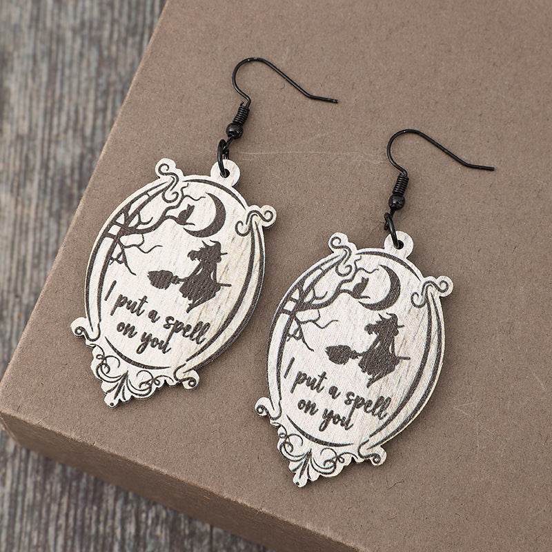 Witch Wooden Dangle Earrings - Delanoir