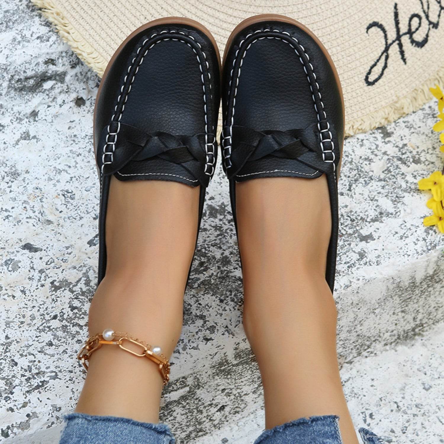 Weave Wedge Heeled Loafers - Delanoir