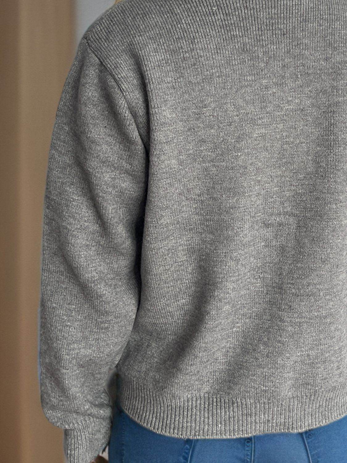 Button Down Long Sleeve Cardigan with Pockets - Delanoir