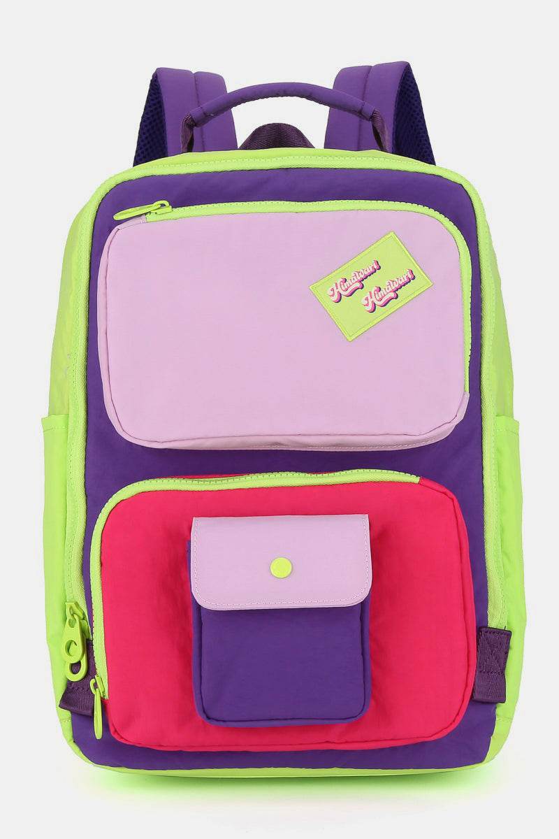 Himawari Contrast Nylon Backpack Bag with Handles - Delanoir