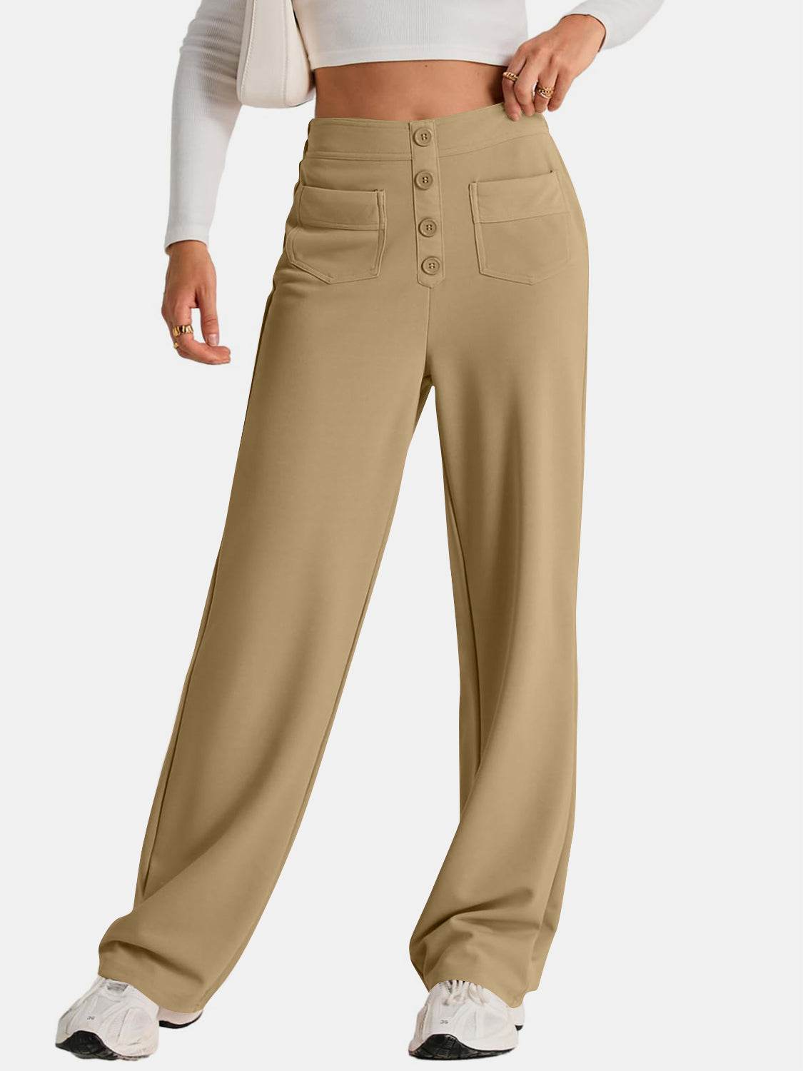 High Waist Wide Leg Pants - Delanoir