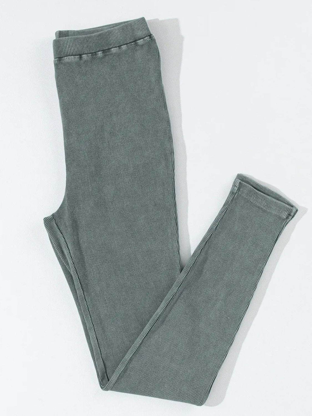 Ribbed Elastic Waist Leggings - Delanoir