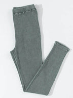 Ribbed Elastic Waist Leggings - Delanoir