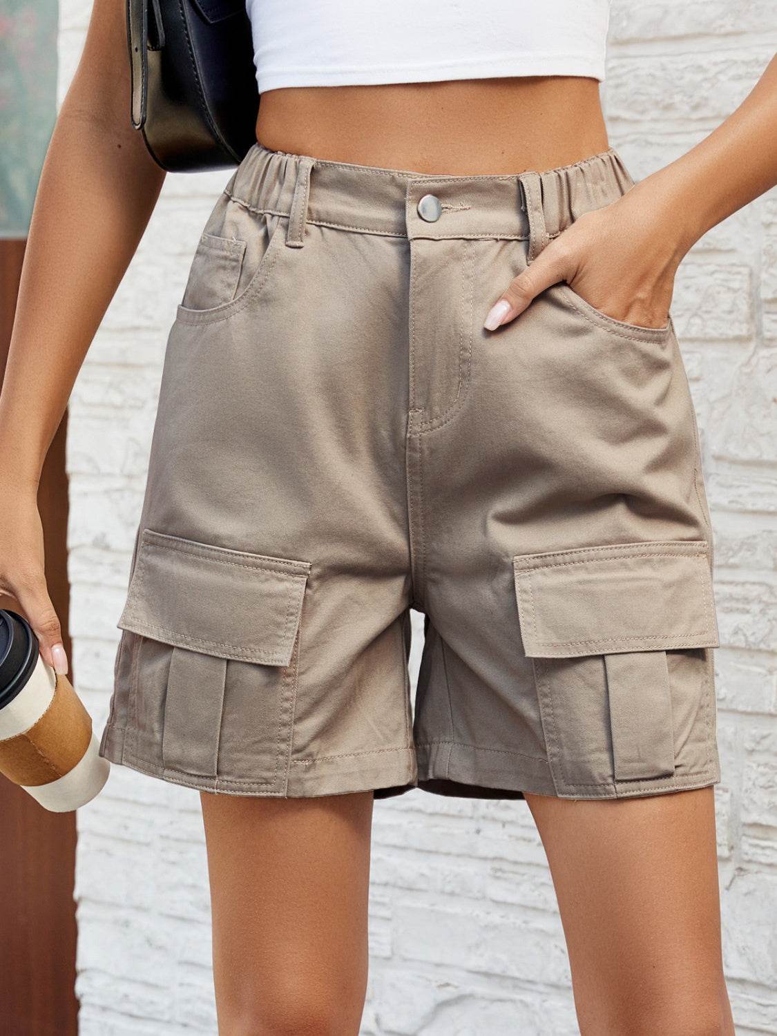 Pocketed High Waist Denim Shorts - Delanoir