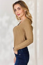 Basic Bae Full Size Ribbed Long Sleeve T-Shirt - Delanoir