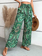 Printed Wide Leg Pants - Delanoir