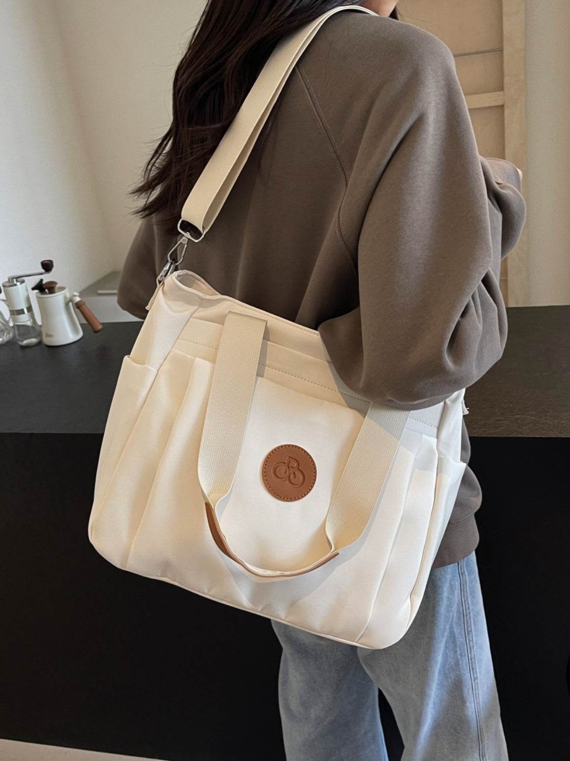 Nylon Solid Color Tote Bag - Delanoir
