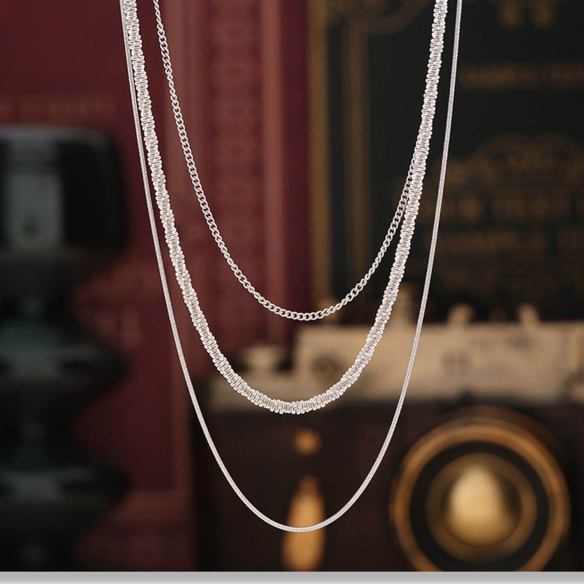 Titanium Steel Three-Layered Necklace - Delanoir