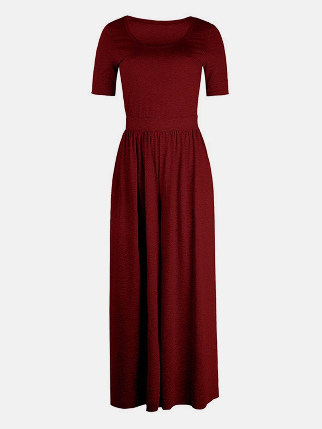 Scoop Neck Short Sleeve Jumpsuit - Delanoir