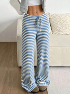 Tied Striped Wide Leg Pants - Delanoir