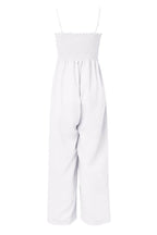 Smocked Spaghetti Strap Wide Leg Jumpsuit - Delanoir