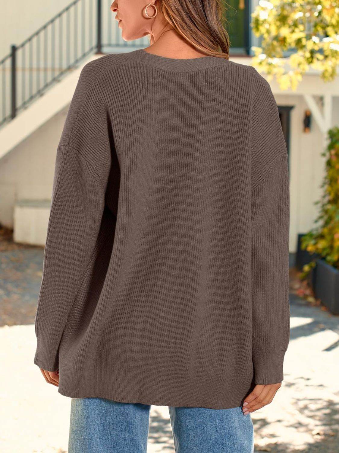 Button Down Long Sleeve Cardigan - Delanoir
