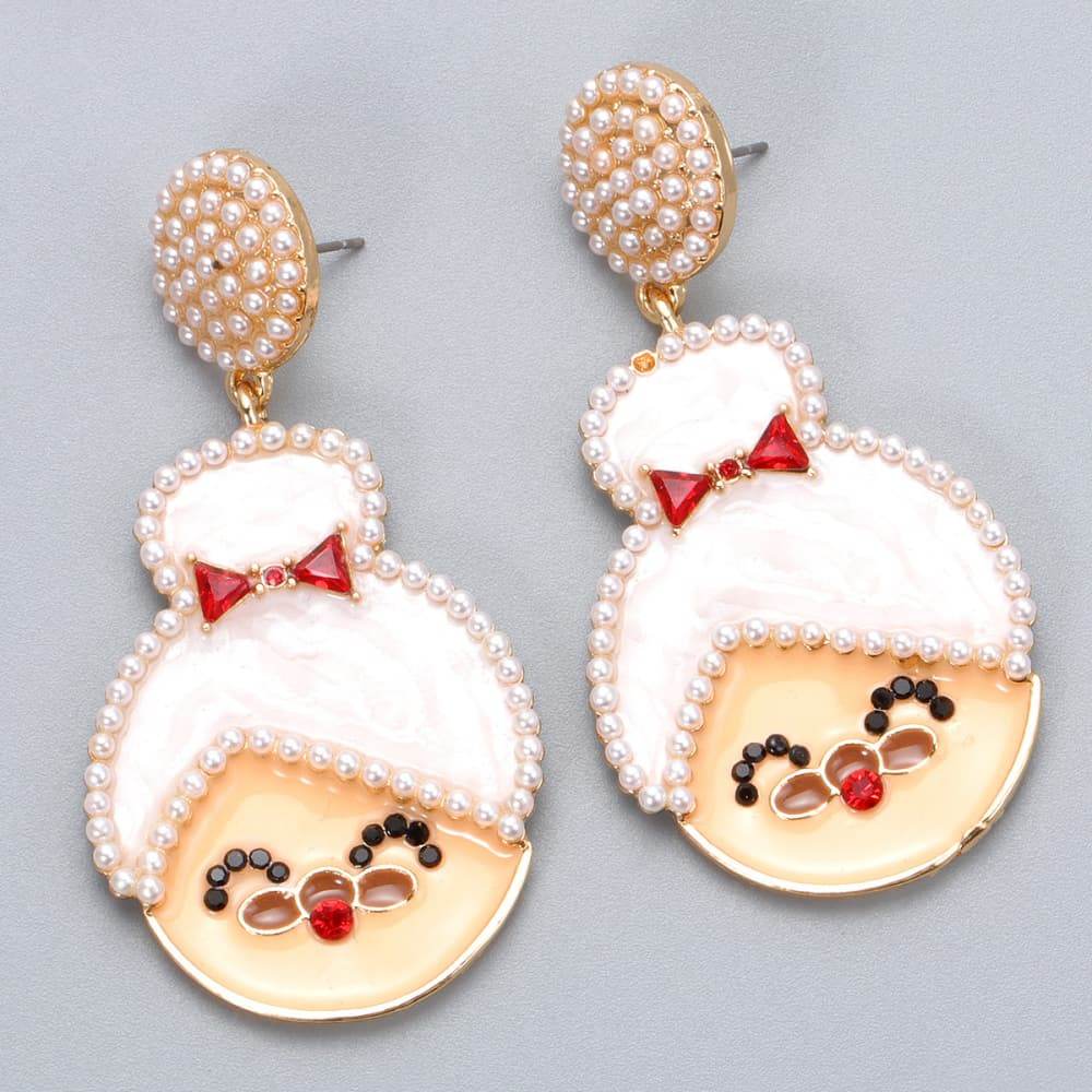 Rhinestone Alloy Mrs. Claus Earrings - Delanoir
