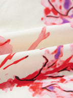 Tied Flower Printed Three-Quarter Sleeve Dress - Delanoir
