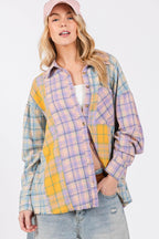 SAGE + FIG Button Up Raw Hem Plaid Flannel Shirt - Delanoir