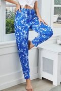 Shiny Tie-Dye Drawstring Waist Joggers with Pockets - Delanoir