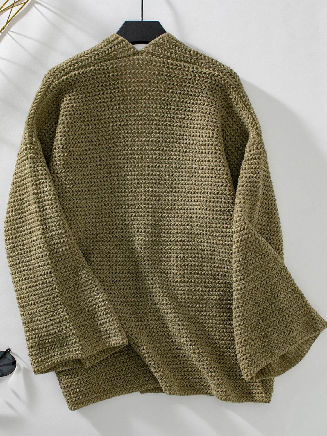 Open Front Long Sleeve Cardigan - Delanoir