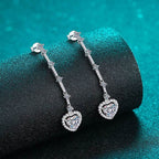 2 Carat Moissanite Zircon 925 Sterling Silver Heart Earrings - Delanoir