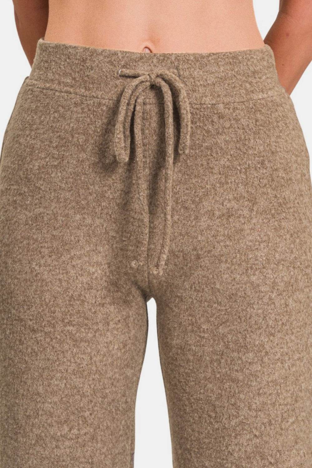 Zenana Drawstring Hacci Cropped Pants - Delanoir