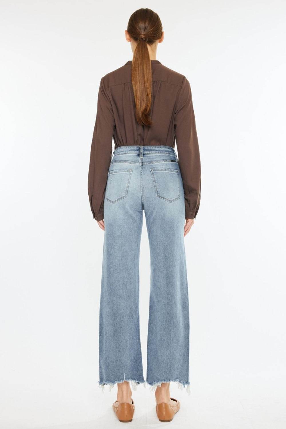Kancan High Rise Slim Wide Leg Jeans - Delanoir
