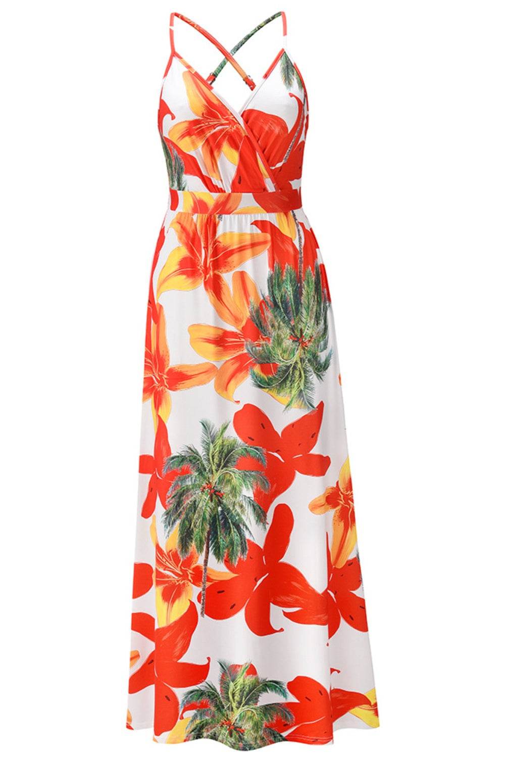Crisscross Printed Surplice Cami Dress - Delanoir