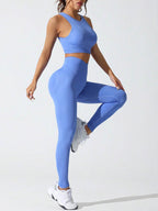 Round Neck Tank and High Waist Leggings Active Set - Delanoir