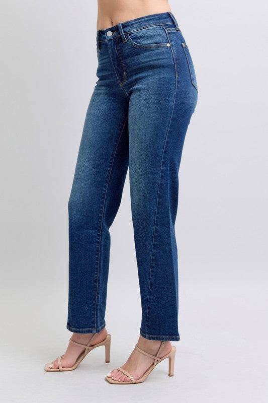 Judy Blue Full Size Side Seam Detail Straight Jeans with Pockets - Delanoir