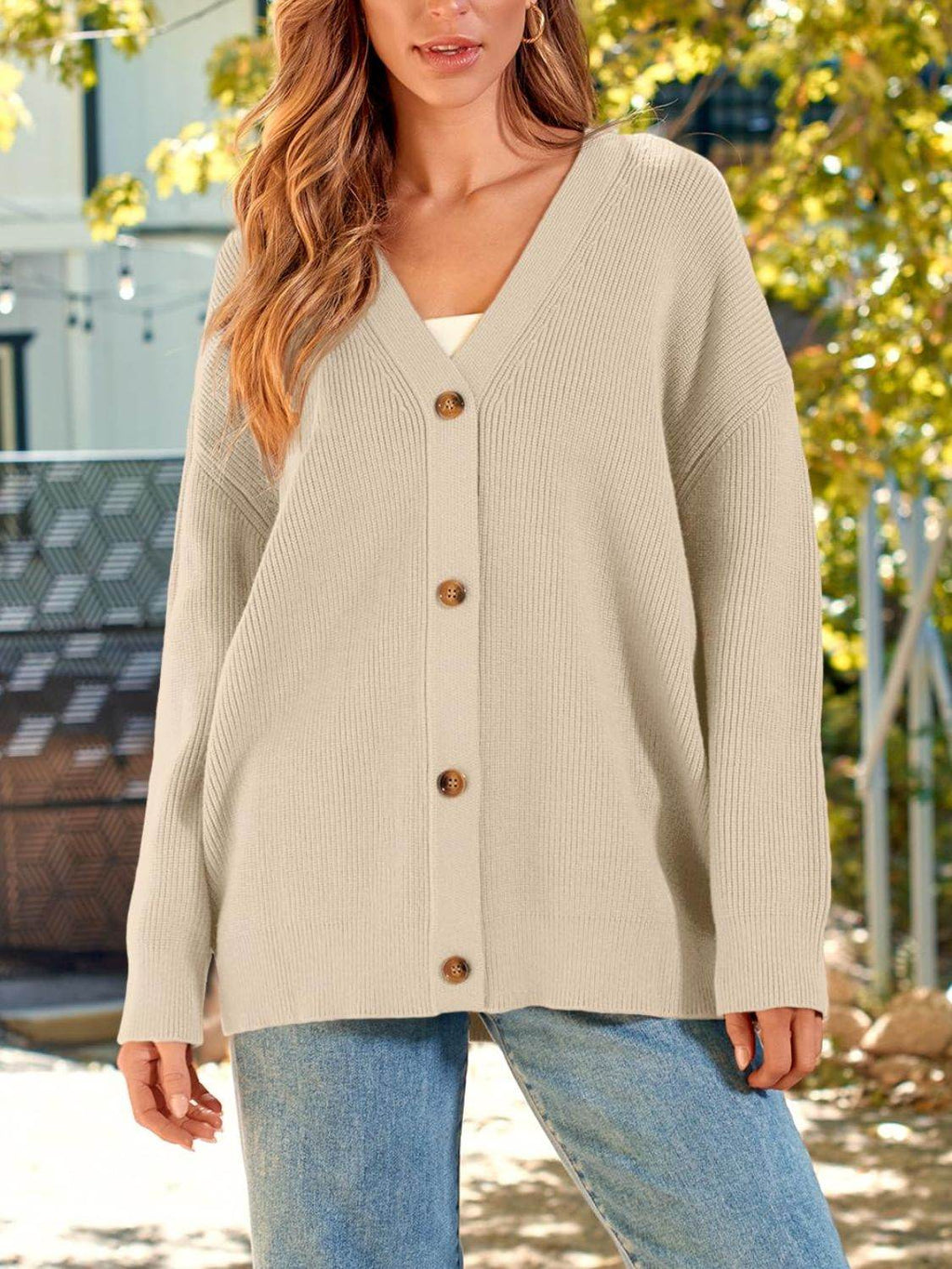 Button Down Long Sleeve Cardigan - Delanoir
