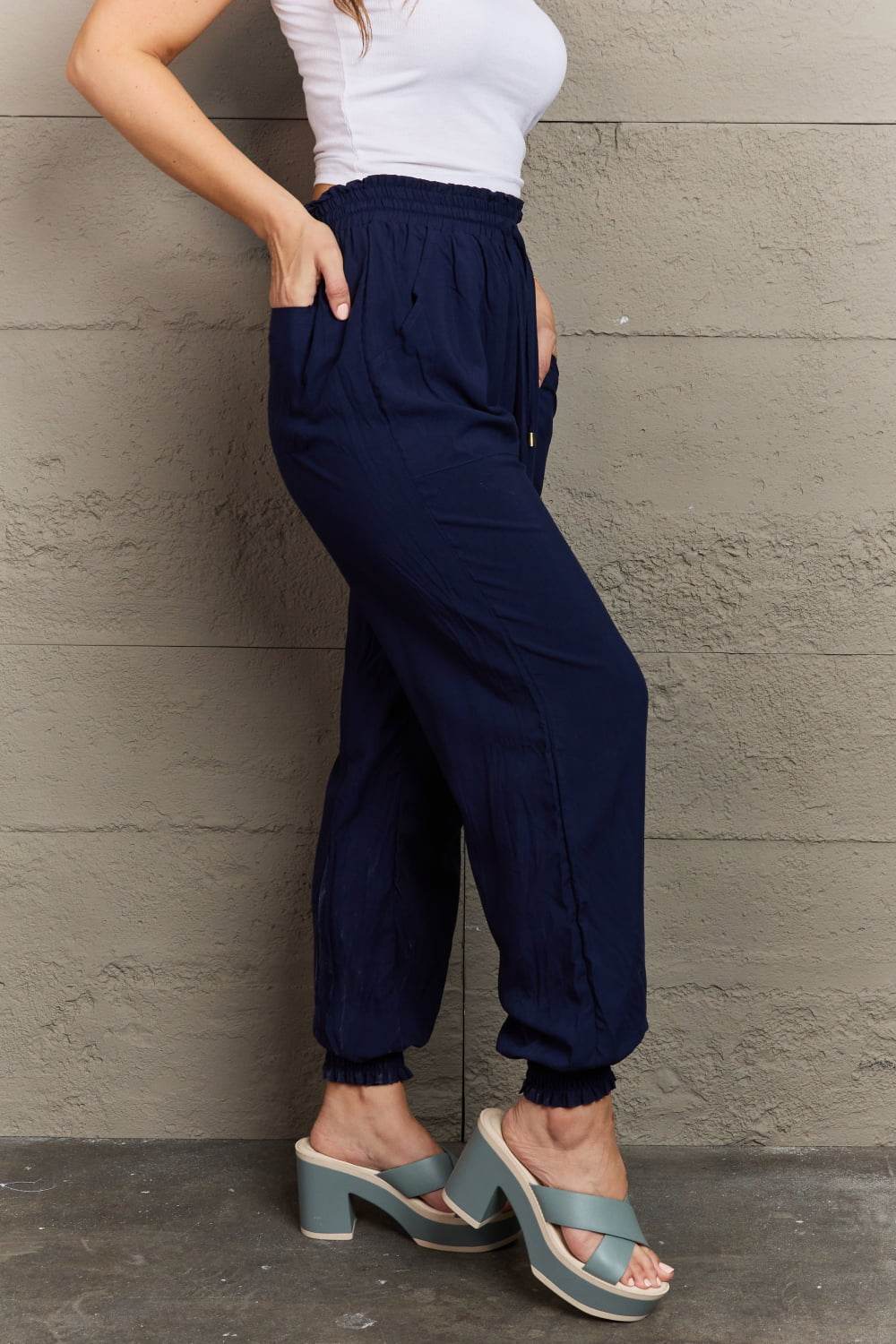Tied Long Joggers with Pockets - Delanoir