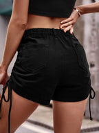 Drawstring Denim Shorts with Pockets - Delanoir