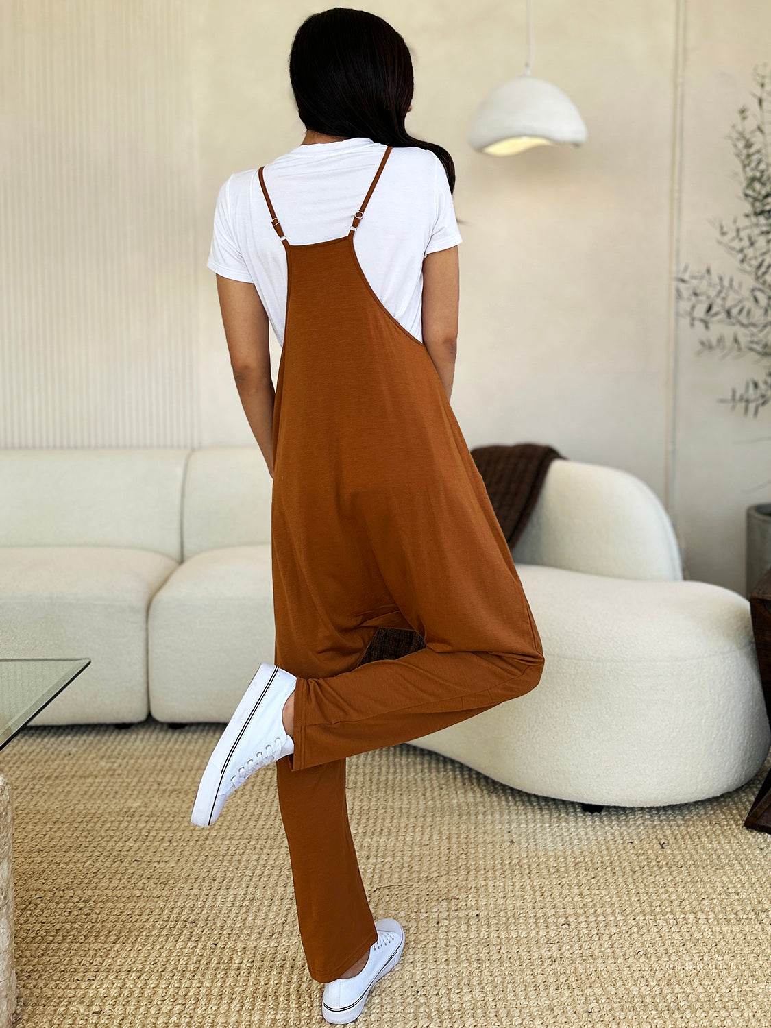 Double Take Full Size Sleeveless V-Neck Pocketed Jumpsuit - Delanoir
