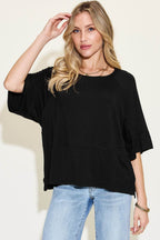Basic Bae Full Size Bamboo Round Neck Exposed Seam T-Shirt - Delanoir